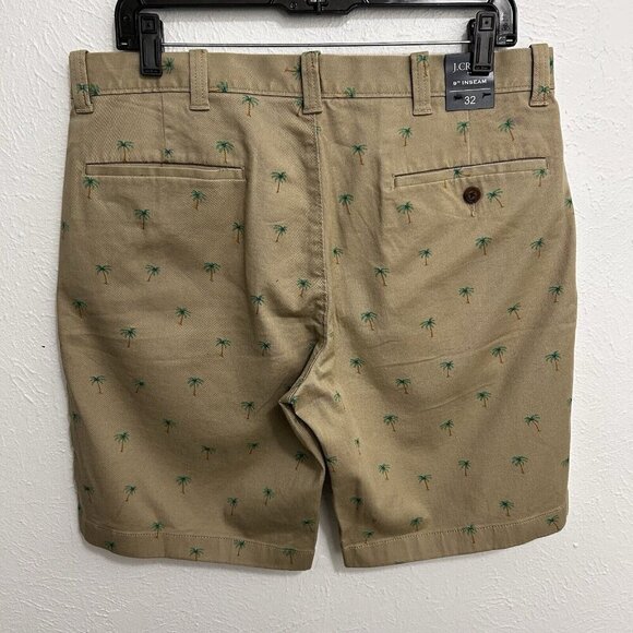 J. Crew Shorts Mens 32 Khaki Summer Re-Imagined Palm Trees Tan Chino 9" Inseam - Picture 5 of 9